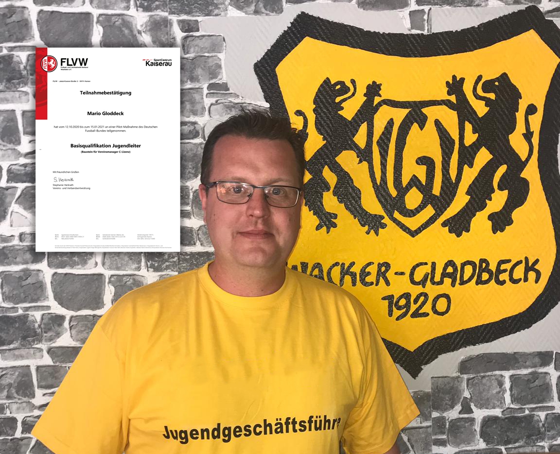 Weiterbildung unseres Jugendleiters Mario Gloddeck - Wacker Gladbeck